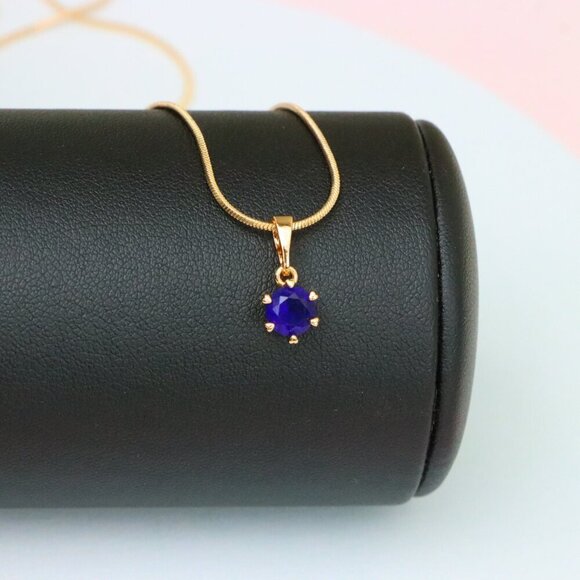 "Round Blue Pendant in Rose Gold Plating – Petite Charm, XPPT1851 - Picture 4 of 13